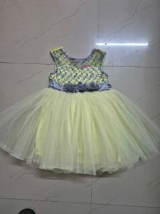 Elegant Yellow & Silver Party Dress