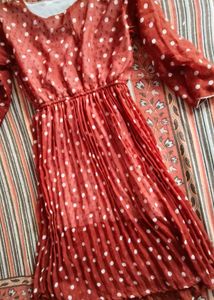 Polka Dot Pleated Midi Dress