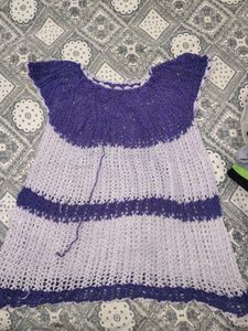Crochet Top - Purple & White