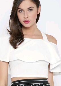 White Off-Shoulder Crop Top
