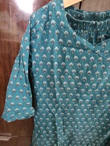 Elegant Teal Printed Kurta pants set