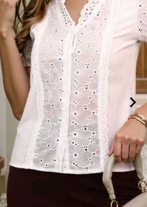White semi sheer Top
