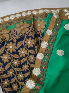 Embroidered Saree with Floral Border