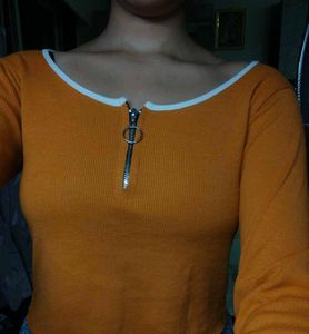 Orange+Black+lemon yellow  Zip-Up Long Sleeve top