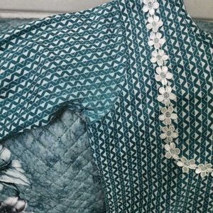 Beautiful Teal Floral Lace Kurti