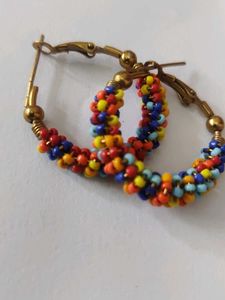 Colorful Beaded Hoop Earrings