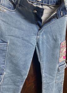 Light Wash Jeans with Floral Patch