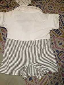 combo Baby Boy Romper with Tie