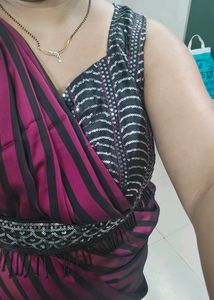 Beautiful Saree With Stitch Blouse N Belt