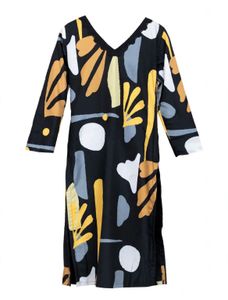 Black Abstract Print Kurta Set
