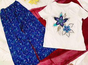 Very Beautiful Floral Top With Lower