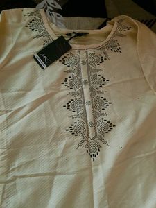 Elegant Cream Embroidered Kurta