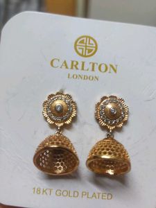 Carlton London Gold Plated Jhumka Earrings