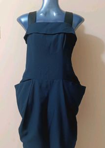 Stylish Navy Blue Dress with Pockets