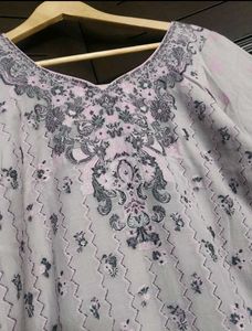 Grey Printed Kurta with Dupatta