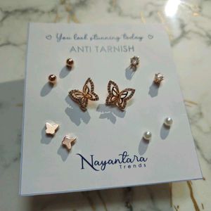 Butterfly Stud Set Of 5 EARRINGS Anti Tarnish