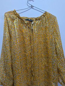 Yellow Floral Sheer Blouse