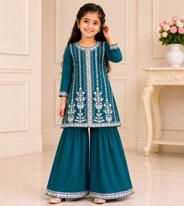 Beautiful Teal Kurta Sharara Set
