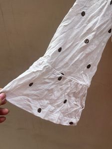 White Polka Dot Bell Sleeve Top
