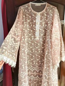 Organza Lace Kurta with Floral Embroidery