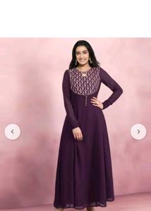 Elegant Purple Anarkali Gown
