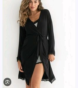 M&amp;S Black Wrap Robe