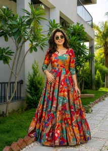 Rayon Blend Stitched Anarkali Gown