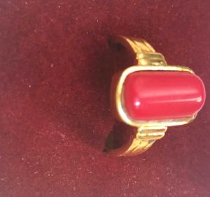 Coral Gemstone Gold Ring
