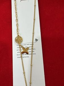 Gold Tone Letter Pendant Necklace