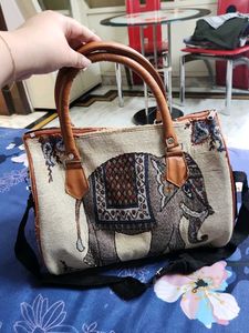 Unique Elephant Print Tapestry Handbag