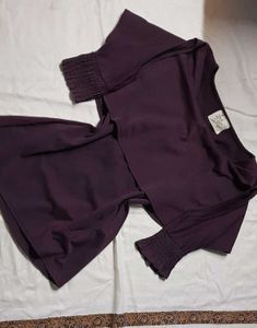 Solid Purple Smocked Sleeve Tunic