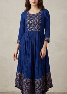 Blue Floral Print Dress