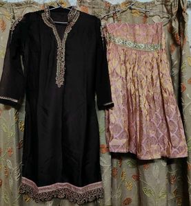 Elegant Embroidered Kurta and Skirt Set