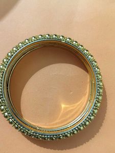 Elegant Gold Tone Beaded Bangles