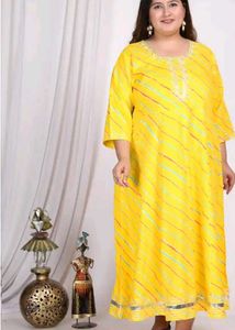 Swasti Plus Size Lehariya Striped A-Line Maxi