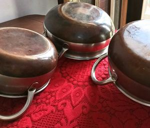 Set of 3 Stainless Steel Pots with lids