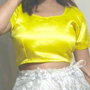 Vibrant Yellow Satin Blouse