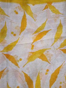 Yellow Leaf Print Saree