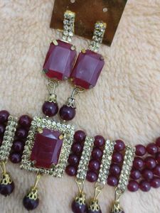 Elegant Maroon Choker Necklace