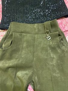 Sparkling Sequin Top &amp; Olive Trousers