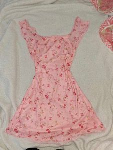 Sweet Pink Floral Mini Dress