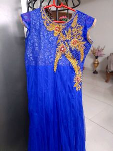 Blue Embroidered Ethnic Gown