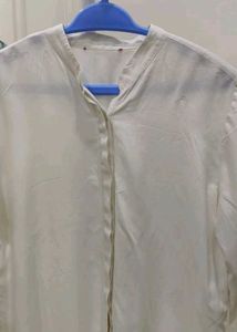 White Mandarin Collar Shirt
