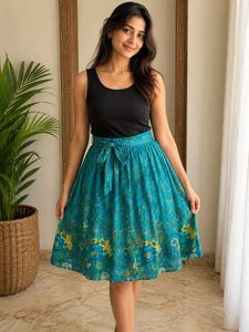 Boho Floral Print Tie-Waist Skirt