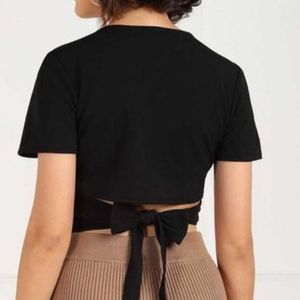 Chic Black Wrap Crop Top