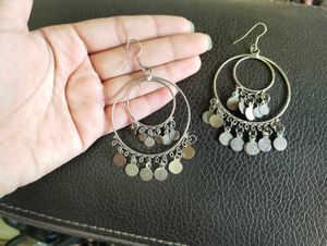 Boho Hoop Earrings with Coin Charms