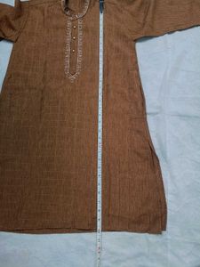 🛑Brown Embroidered Kurta -3 Pice set