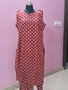 Maroon Printed Kurta Set
