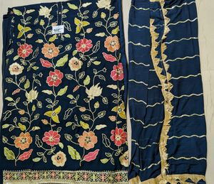 Semi Stitched Suit Sequin And Embroidery Work