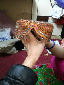 black Beanie Hat with handmade diamond topi, scarf